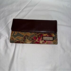 Vintage Longaberger Brown w/ Flower Green Brown Blue Pink Wallet Organizer